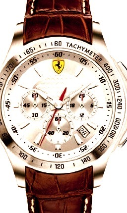 Ferrari Scuderia Silver Dial Chronograph Brown Leather Mens Watch FE-07-ACC-CP-SL